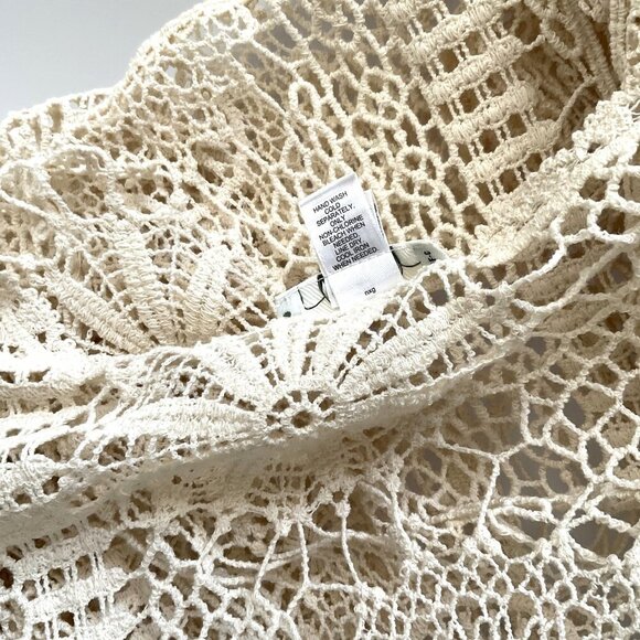 CATO FLORAL CROCHET LACE FRINGE BOHO OPEN FRONT CARDIGAN - Picture 16 of 16